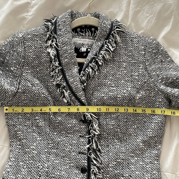 NWOT Vintage Carmen Marco Valvo Women's Black and White Tweed Jacket - Picture 12 of 15
